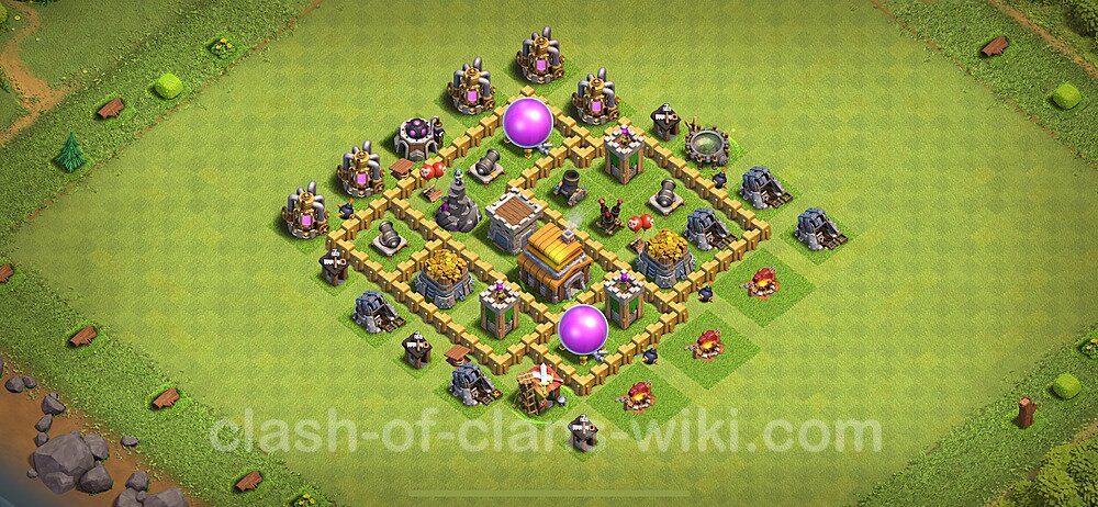 Base plan TH5 (design / layout) with Link, Anti 2 Stars, Hybrid for Farming 2024, #1689