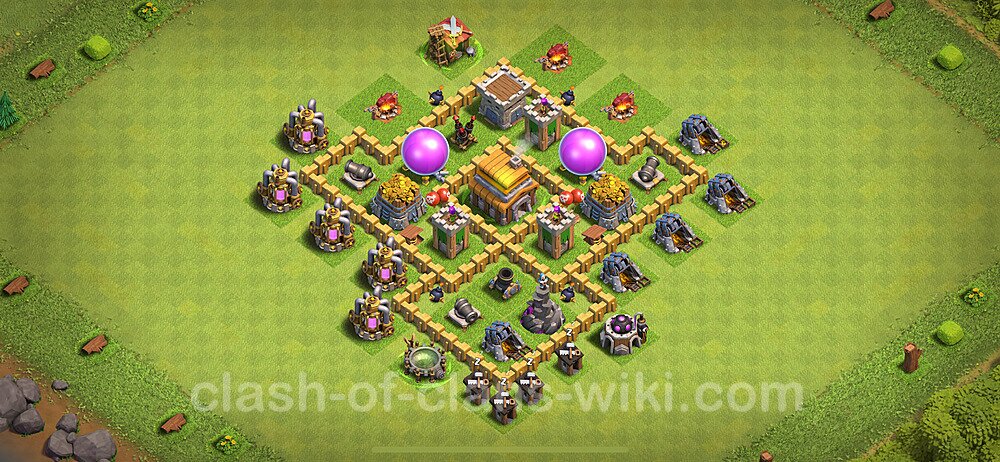 Base plan TH5 (design / layout) with Link, Anti Air, Hybrid for Farming 2024, #1702