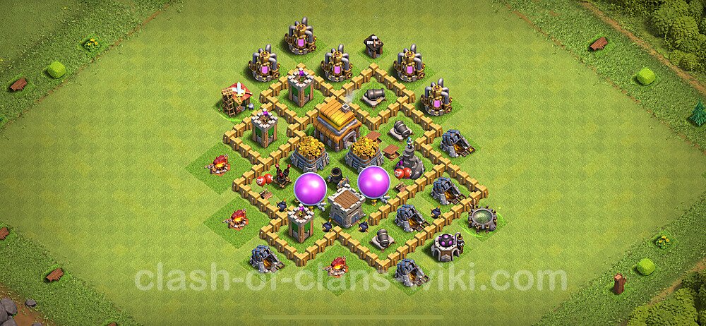 Base plan TH5 Max Levels with Link, Hybrid for Farming 2024, #1706