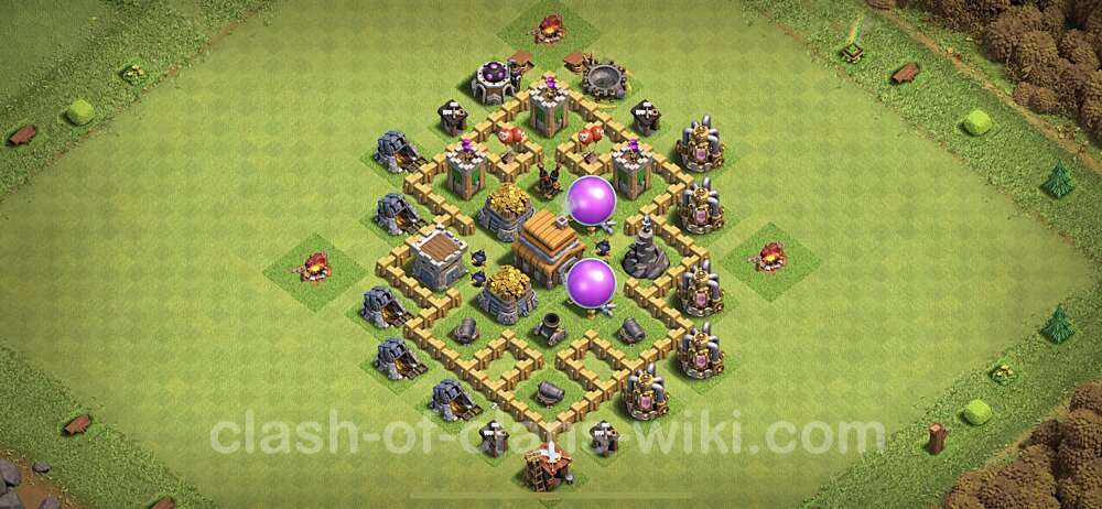 Base plan TH5 (design / layout) with Link, Anti 2 Stars, Hybrid for Farming, #261