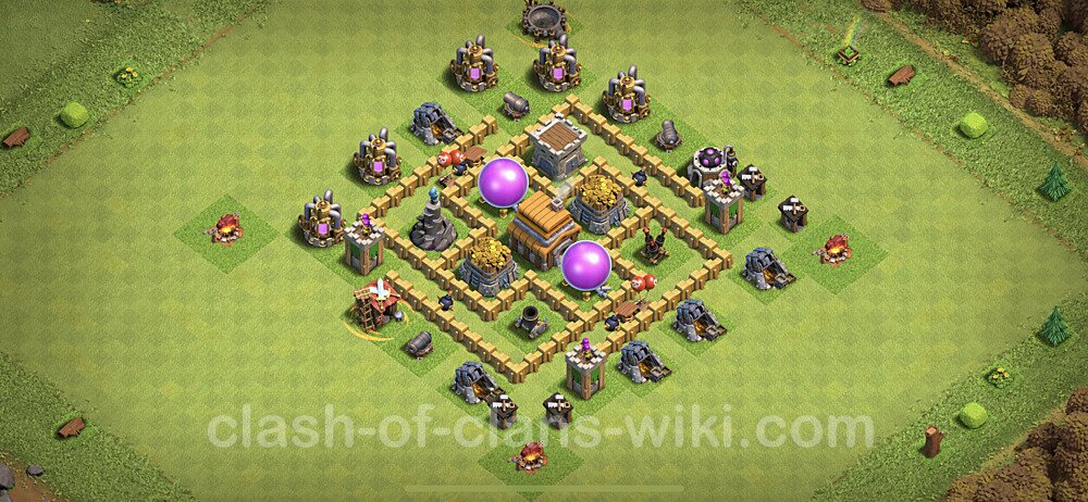 Base plan TH5 Max Levels with Link, Anti Everything, Hybrid for Farming, #264