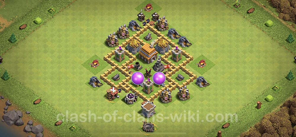 Base plan TH5 Max Levels with Link, Anti Air, Hybrid for Farming, #266