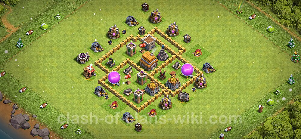 Base plan TH5 (design / layout) with Link, Anti 3 Stars, Hybrid for Farming 2023, #270