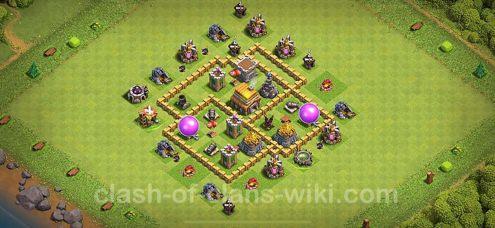 Base plan TH5 (design / layout) with Link, Anti 3 Stars, Hybrid for Farming 2024, #270