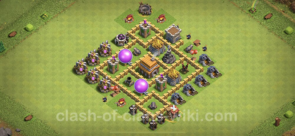Base plan TH5 (design / layout) with Link, Anti 3 Stars, Hybrid for Farming, #85