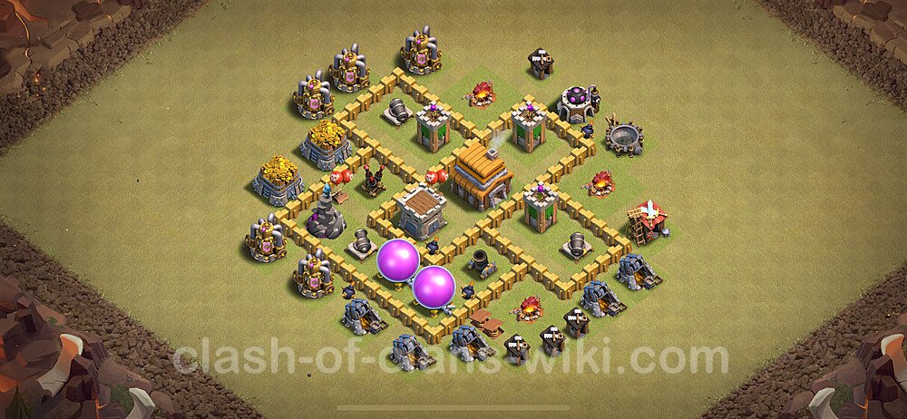Die Anti 3 Sterne Clan War Base RH5 + Link 2024 - COC Rathaus Level 5 Kriegsbase (CK / CW), #1658