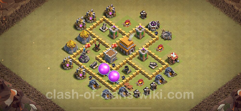 TH5 Anti 3 Stars War Base Plan with Link, Copy Town Hall 5 CWL Design 2024, #1658