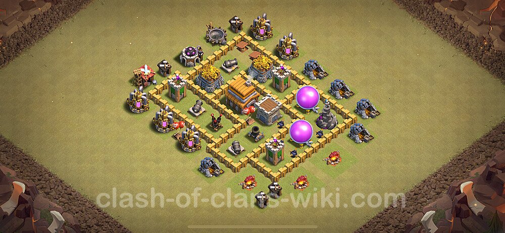 TH5 Anti 3 Stars War Base Plan with Link, Copy Town Hall 5 CWL Design 2024, #1704