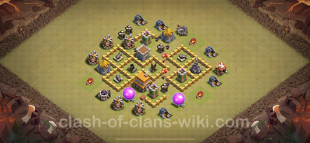 TH5 Anti 2 Stars War Base Plan with Link, Copy Town Hall 5 CWL Design 2024, #2165