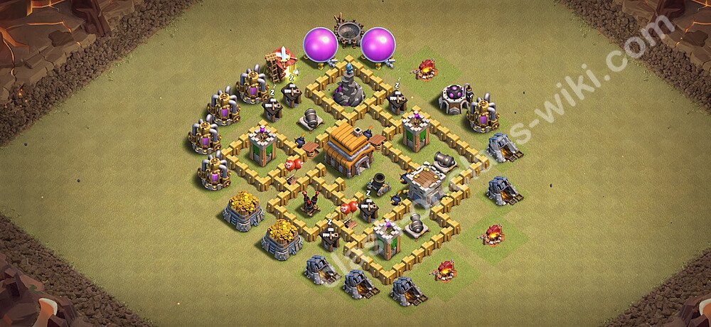 TH5 Anti 3 Stars War Base Plan with Link, Anti Air, Copy Town Hall 5 CWL Design 2026, #3370