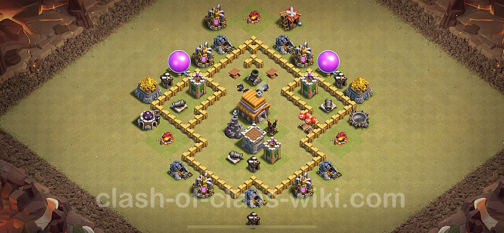 TH5 Anti 2 Stars War Base Plan with Link, Anti Air, Copy Town Hall 5 CWL Design 2025, #39