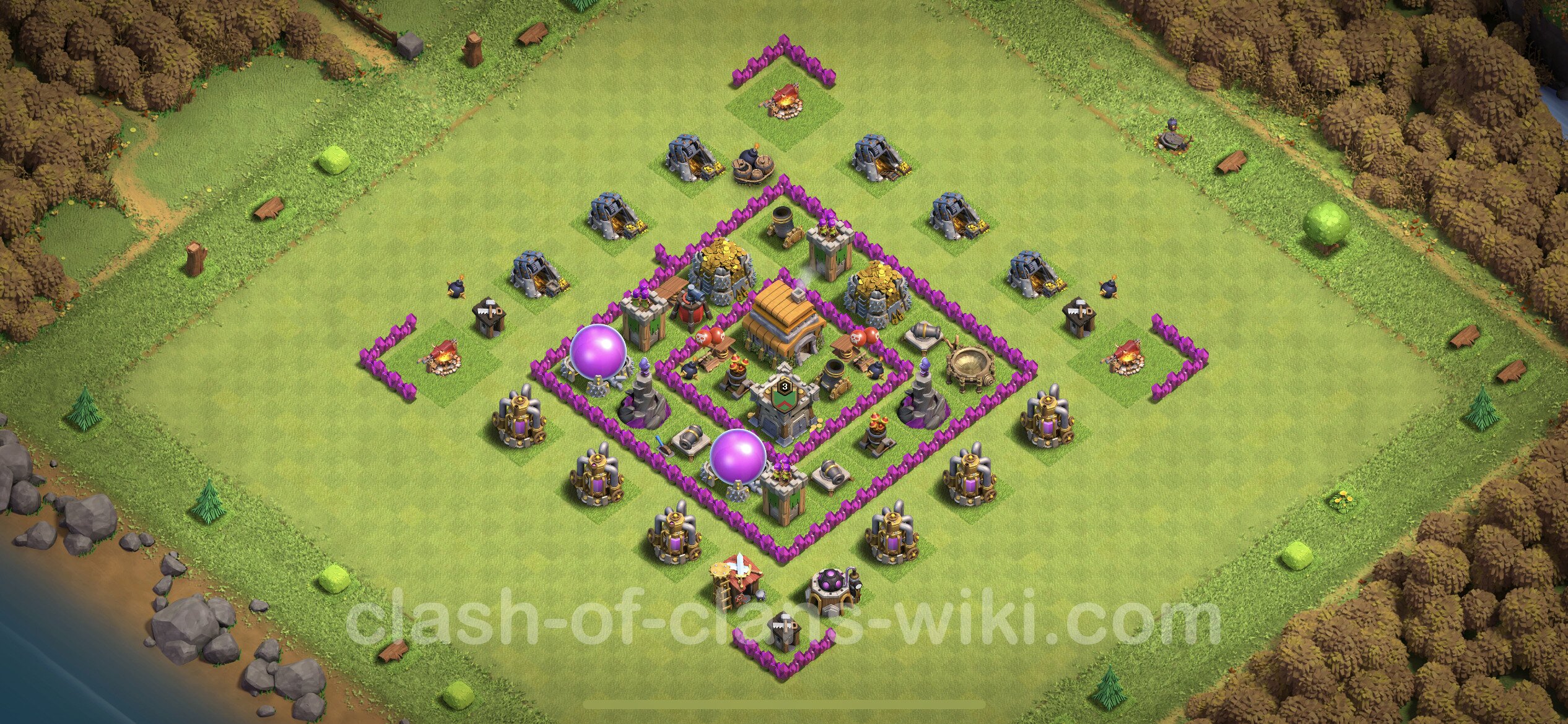 Town Hall 6 Base Best Defense 2022 Best Anti 3 Stars Base TH6 with Link, Hybrid - Town Hall Level 6 Base