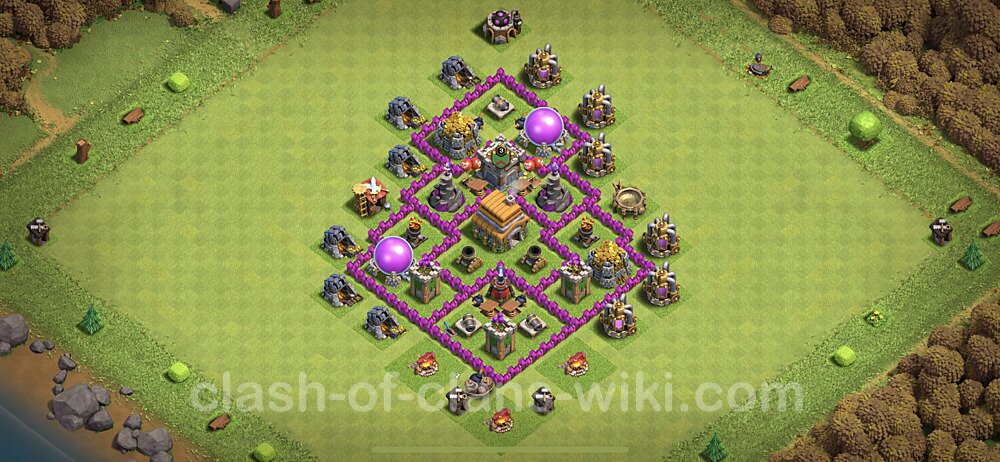 Anti Everything TH6 Base Plan with Link, Anti 3 Stars, Copy Town Hall 6 Design, #100