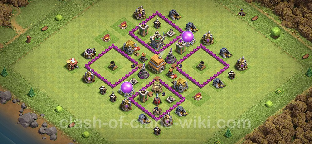 TH6 Anti 2 Stars Base Plan with Link, Anti Everything, Copy Town Hall 6 Base Design, #101