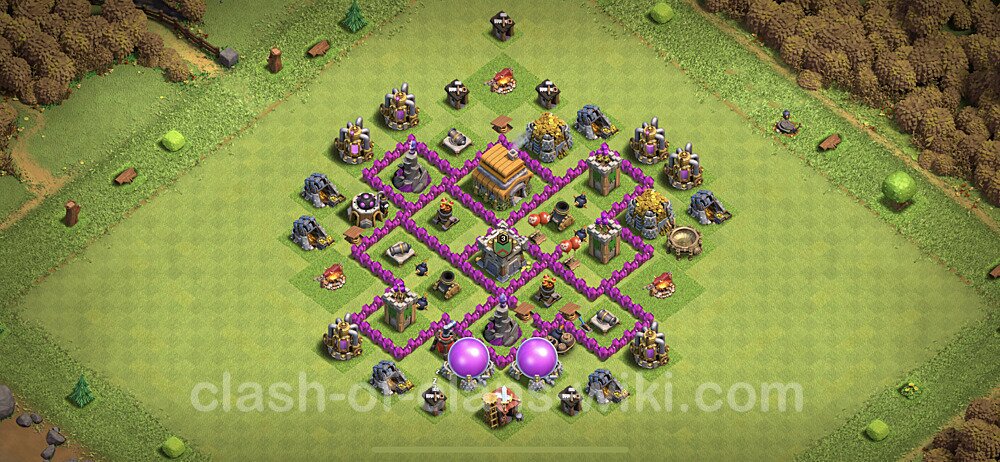 TH6 Trophy Base Plan with Link, Anti Everything, Copy Town Hall 6 Base Design, #102