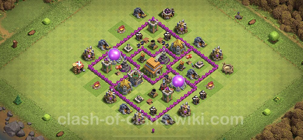 Full Upgrade TH6 Base Plan with Link, Anti Everything, Hybrid, Copy Town Hall 6 Max Levels Design, #103