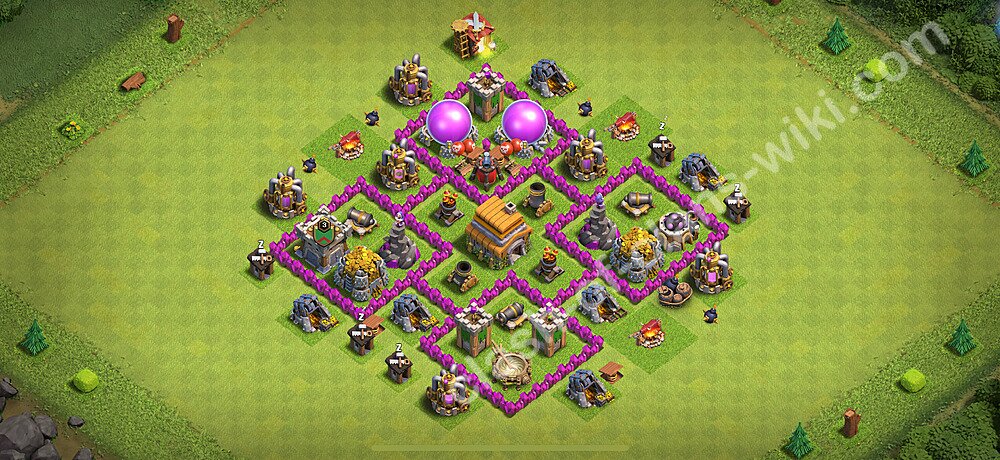 TH6 Anti 3 Stars Base Plan with Link, Hybrid, Copy Town Hall 6 Base Design 2025, #1556