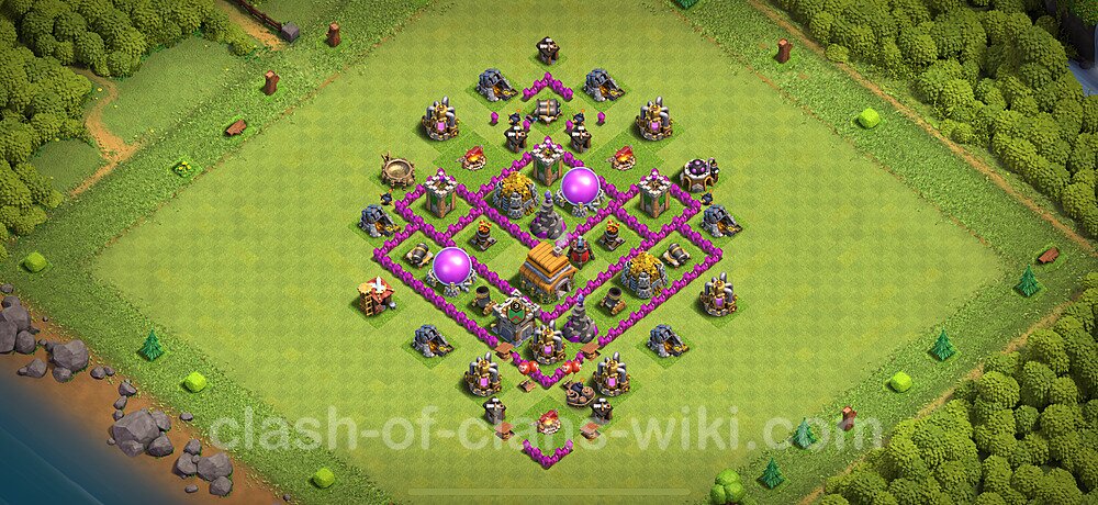 Anti Dragon TH6 Base Plan with Link, Hybrid, Copy Town Hall 6 Anti Air Design 2024, #1622