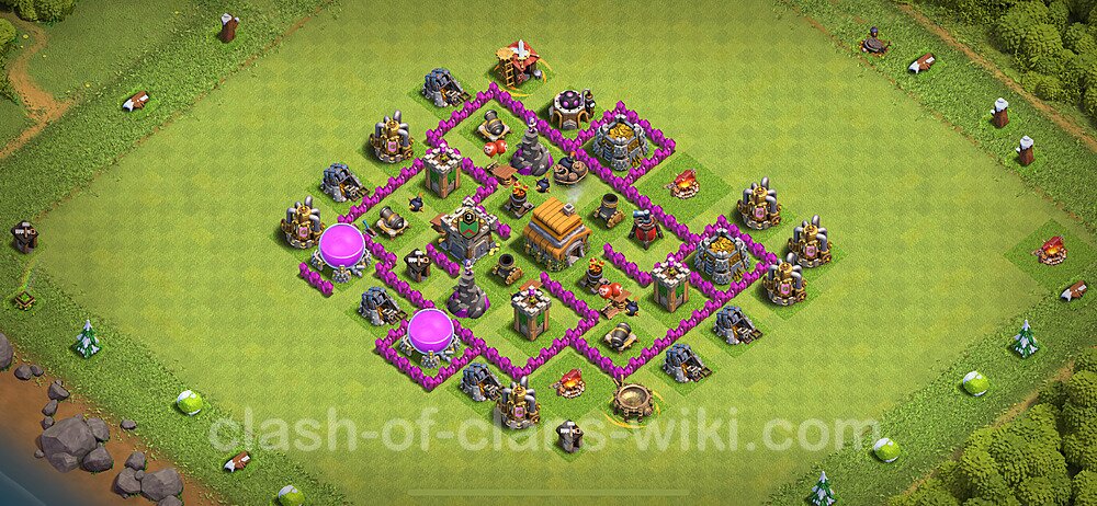 TH6 Trophy Base Plan with Link, Copy Town Hall 6 Base Design 2024, #1755