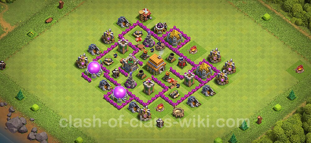 TH6 Trophy Base Plan with Link, Copy Town Hall 6 Base Design 2024, #1755