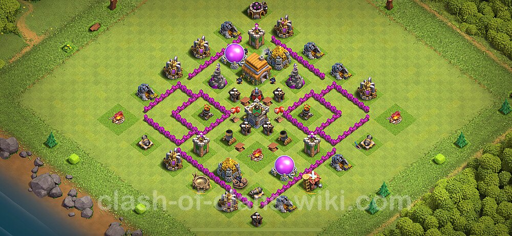 Anti Everything TH6 Base Plan with Link, Hybrid, Copy Town Hall 6 Design 2024, #1867