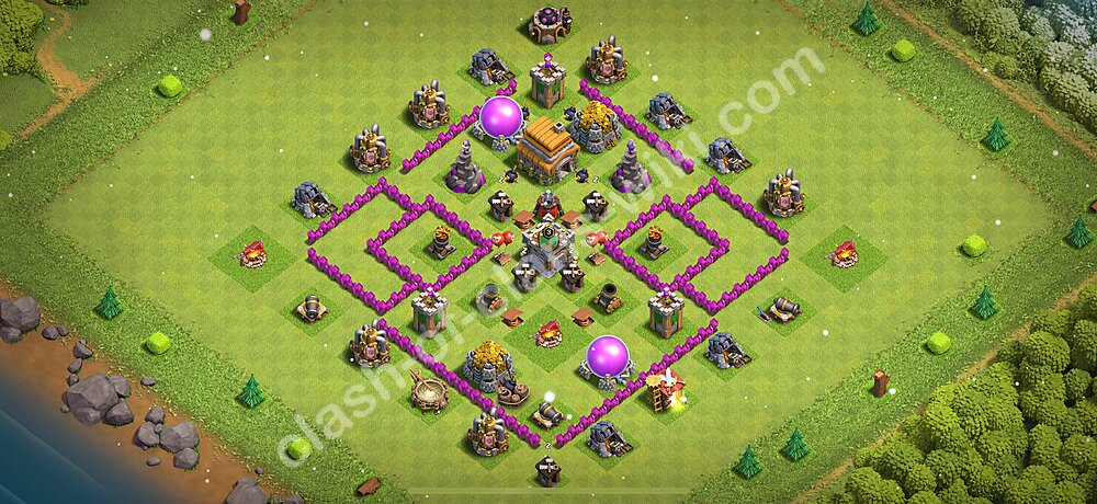 Anti Everything TH6 Base Plan with Link, Hybrid, Copy Town Hall 6 Design 2026, #1867
