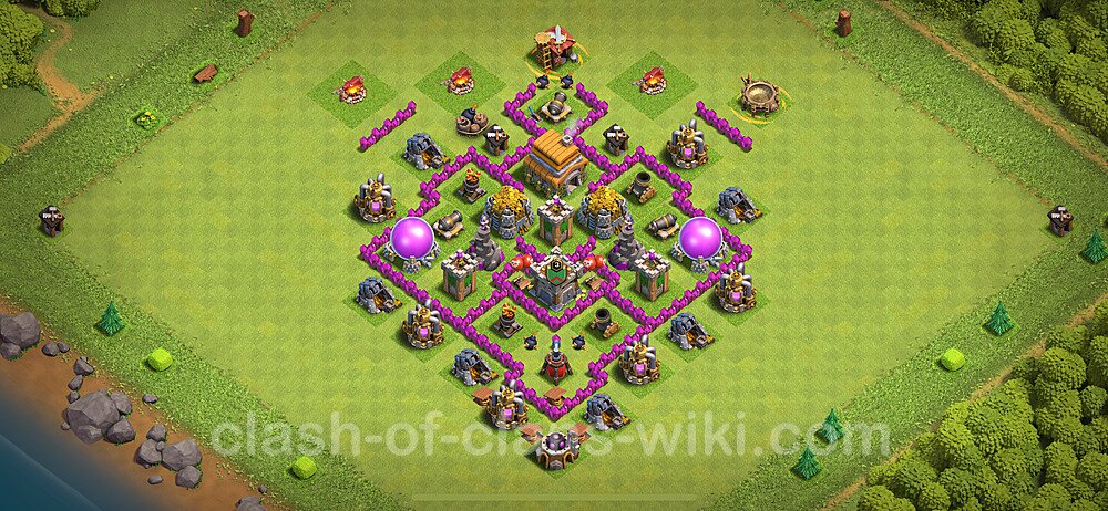 TH6 Anti 3 Stars Base Plan with Link, Anti Everything, Copy Town Hall 6 Base Design 2024, #1869