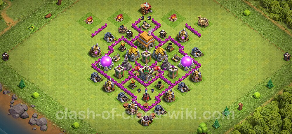 TH6 Anti 3 Stars Base Plan with Link, Anti Everything, Copy Town Hall 6 Base Design 2024, #1869