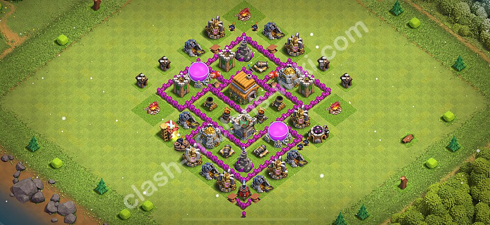 TH6 Anti 3 Stars Base Plan with Link, Anti Everything, Copy Town Hall 6 Base Design 2026, #2988