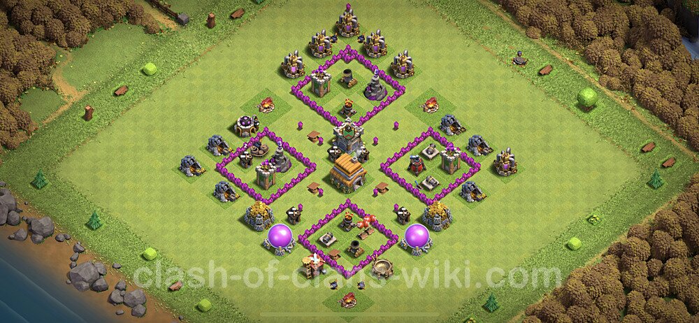 TH6 Anti 3 Stars Base Plan with Link, Anti Everything, Copy Town Hall 6 Base Design, #302