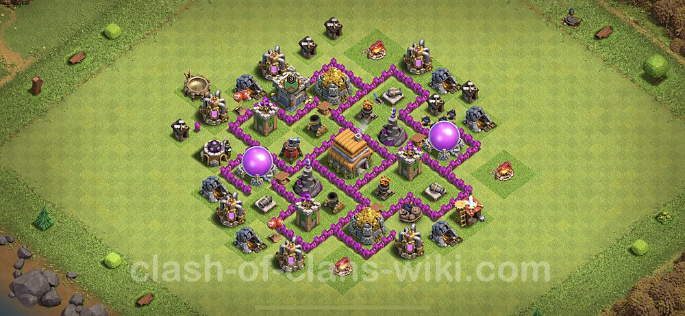 TH6 Trophy Base Plan with Link, Anti Everything, Hybrid, Copy Town Hall 6 Base Design, #310