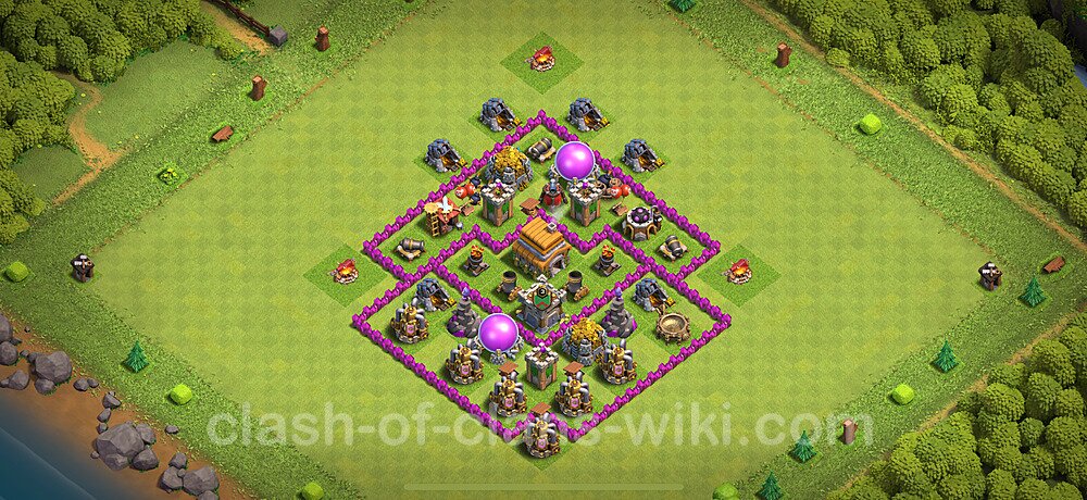 TH6 Anti 3 Stars Base Plan with Link, Hybrid, Copy Town Hall 6 Base Design 2024, #312