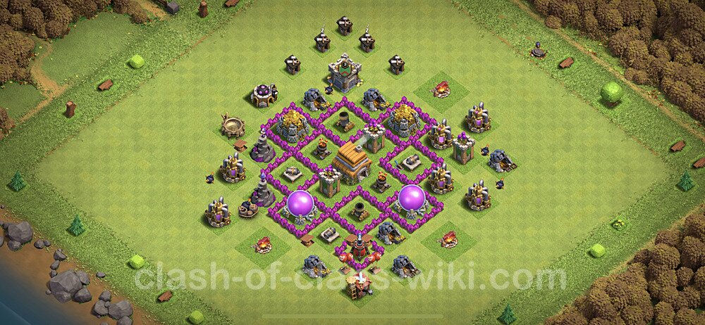 TH6 Trophy Base Plan with Link, Anti Everything, Hybrid, Copy Town Hall 6 Base Design, #95
