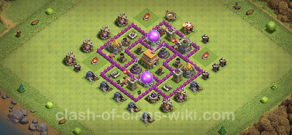 Full Upgrade TH6 Base Plan with Link, Hybrid, Copy Town Hall 6 Max Levels Design, #96