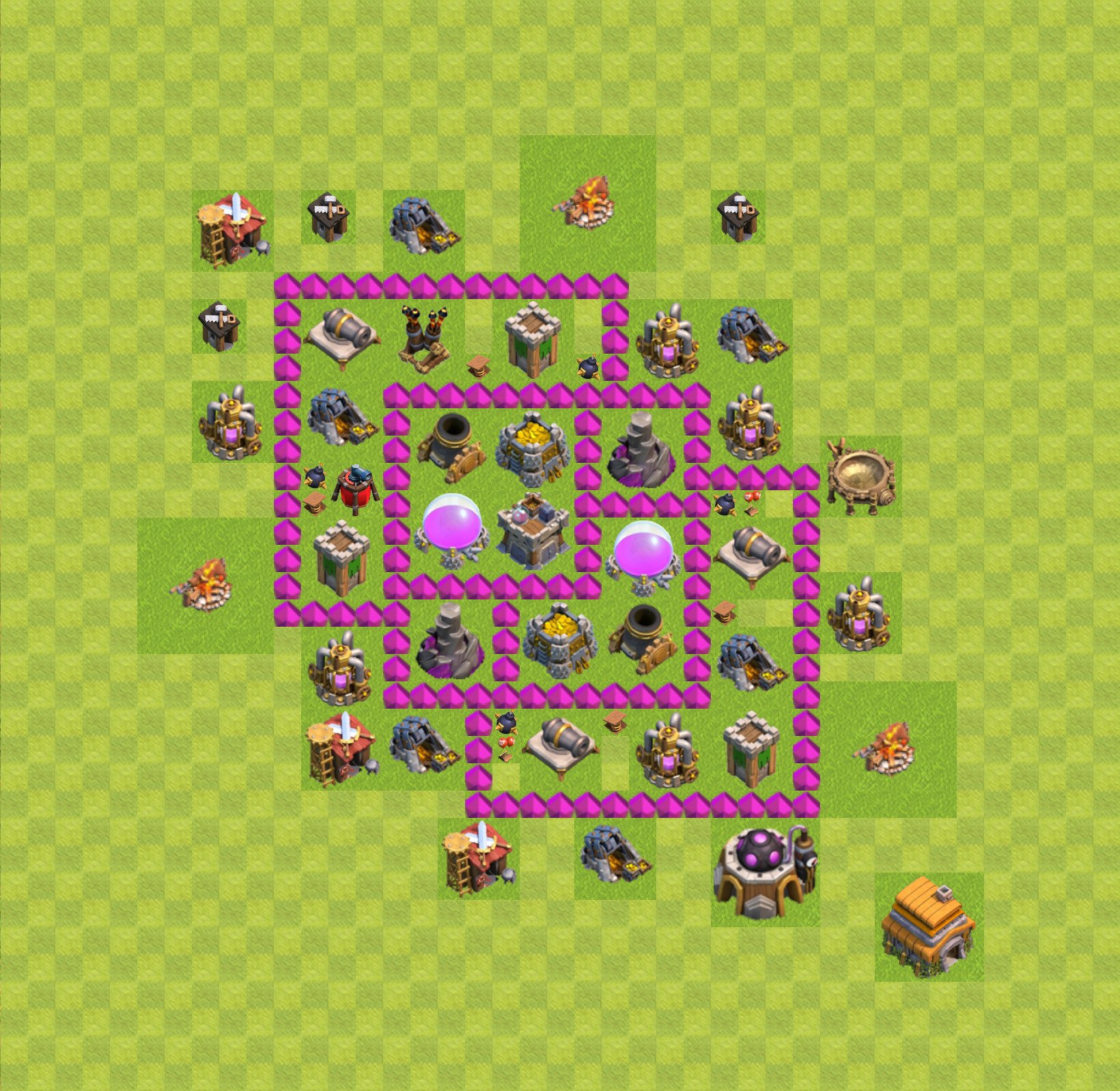 Farming Base TH6 - plan / layout / design - Clash of Clans, #30.