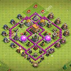 Base plan TH6 (design / layout) with Link, Anti 2 Stars, Anti Everything for Farming 2026, #1696