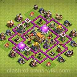 Municipio livello 6 Base + Link, Anti 3 stelle, Ibrido - Miglior Disposizione villaggio per Farming COC TH6, #307