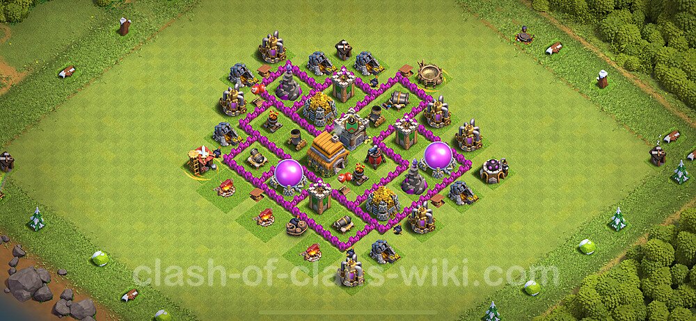 Base plan TH6 Max Levels with Link, Hybrid for Farming 2024, #1681