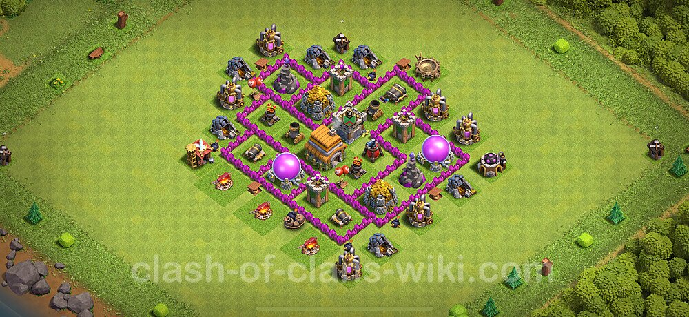 Die Max Base für Farm RH6 + Link, Hybrid 2025 - COC Rathaus 6, #1681