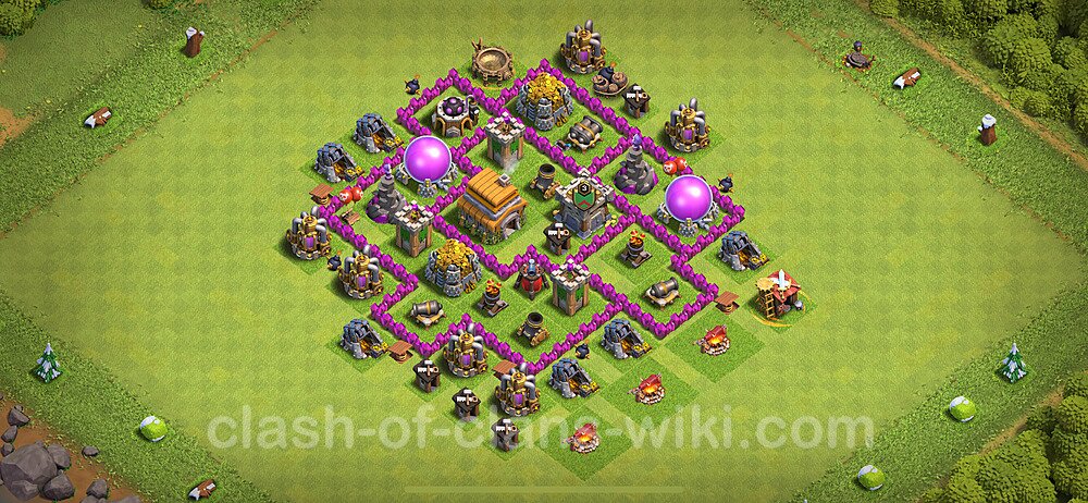 Base plan TH6 Max Levels with Link, Anti Everything for Farming 2024, #1687