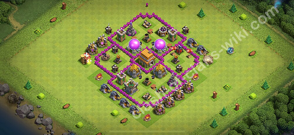 Farming Base Village HDV 6 + Lien (Link), Anti 3 étoiles 2025 - Hôtel de Ville 6 Base Copier, #1756