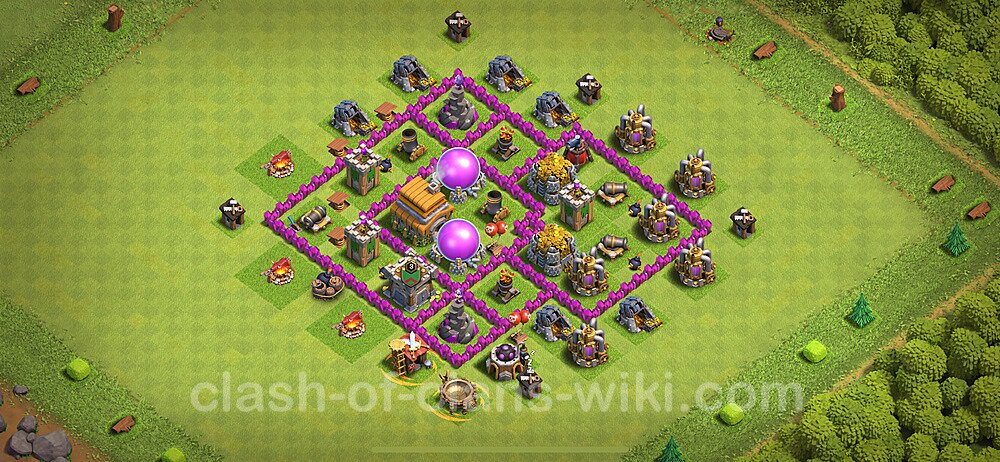 Base plan TH6 Max Levels with Link, Anti Everything for Farming 2024, #1776