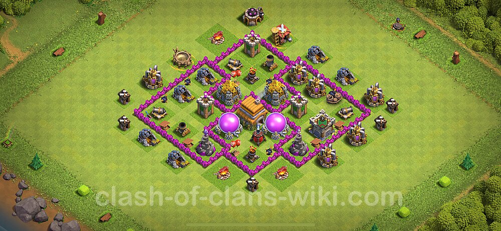 Base plan TH6 Max Levels with Link, Anti Everything for Farming 2024, #1777