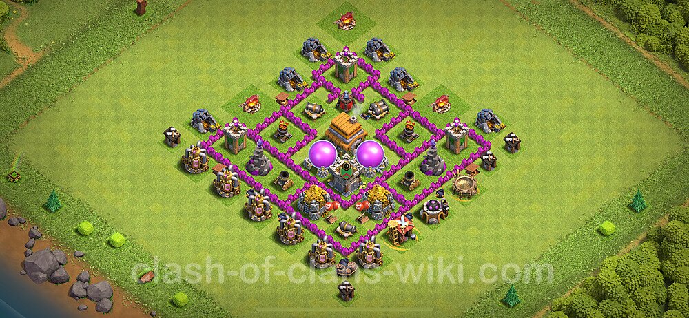 Gute Base für Farm RH6 + Link, Anti 3 Sterne, Anti Alles 2024 - COC Rathaus 6, #1808