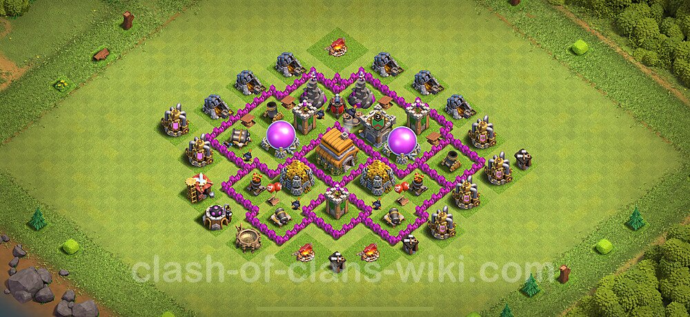 Base plan TH6 (design / layout) with Link, Anti Air, Hybrid for Farming 2024, #1813