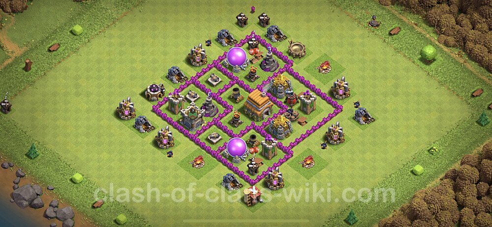 Base plan TH6 (design / layout) with Link, Anti Everything, Hybrid for Farming, #304