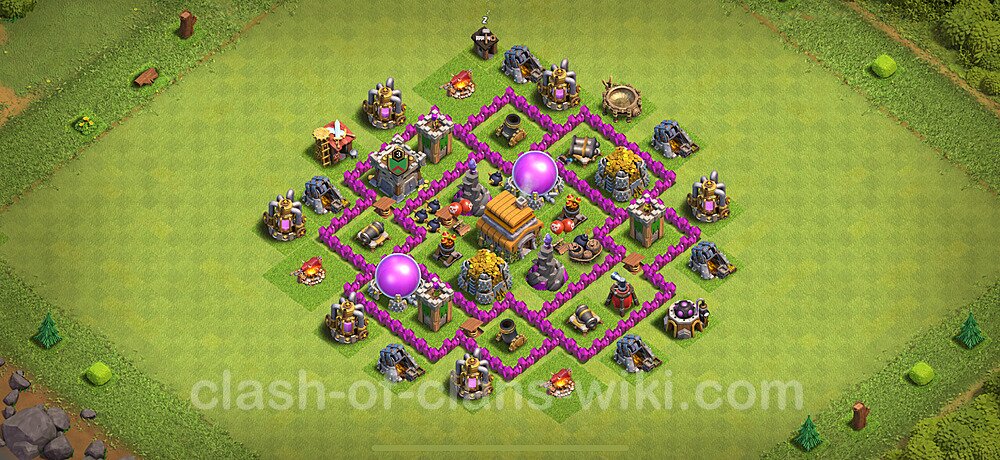Base plan TH6 (design / layout) with Link, Anti 3 Stars, Hybrid for Farming 2025, #307