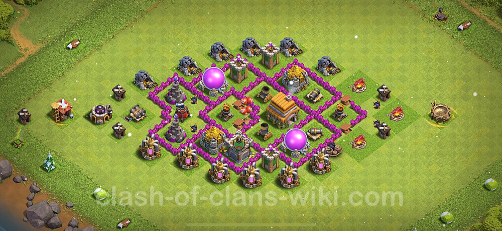 Base plan TH6 (design / layout) with Link, Anti Everything, Hybrid for Farming 2024, #310