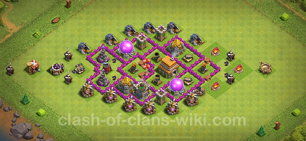 Base plan TH6 (design / layout) with Link, Anti Everything, Hybrid for Farming, #310