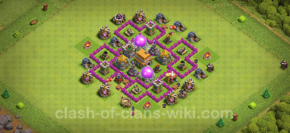 Base plan TH6 (design / layout) with Link, Anti 3 Stars, Hybrid for Farming 2024, #312